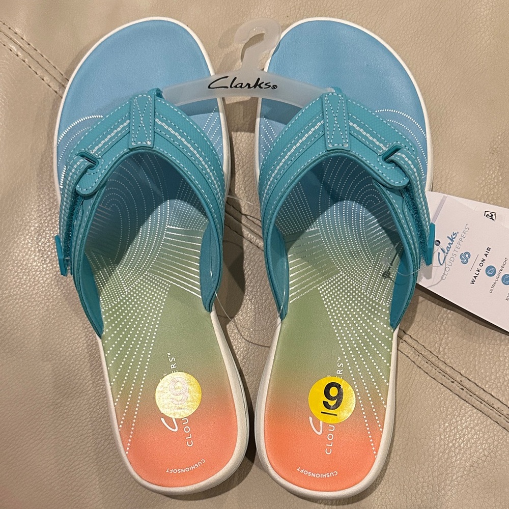 Clarks Blue and Green Women's Sandals - Picture 3 of 5
